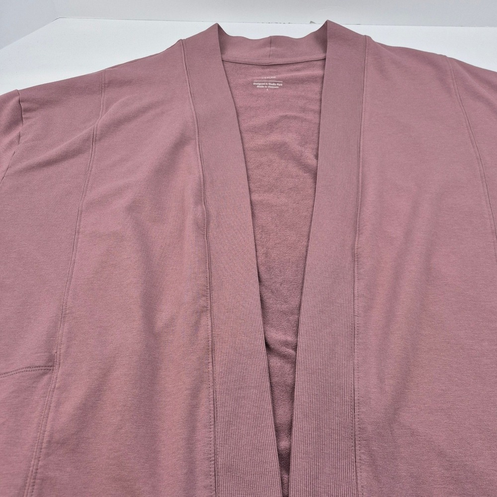 Zuda Open Front Cardigan Kimono L Mauve Knit Long Sleeve Pockets Lightweight - Picture 6 of 13